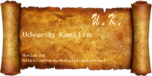Udvardy Kamilla névjegykártya